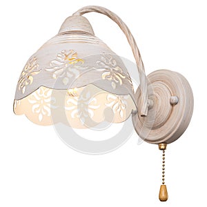 Wall lamp in vintage style on an isolated white background.