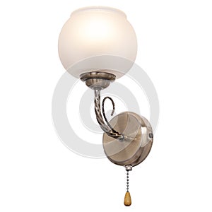 Wall lamp in vintage style on an isolated white background.