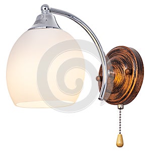 Wall lamp in vintage style on an isolated white background.