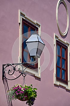 Wall lantern on baroque faÃ§ade