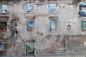 Wall with lantern near St Martin`s Cathedral, Bratislava photo
