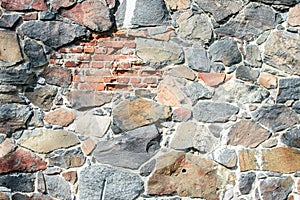 Wall of large natural stones