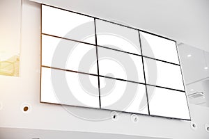 Wall LCD display screen panel in modern office building