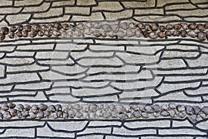 Wall lined with shells, background textured