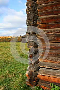 Wall from log photo