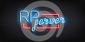 Vector realistic isolated neon sign of RP server logo for decoration and covering. Concept of roleplay concept in videogames. photo