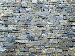 Wall made of blue and grey gray stone blocks. Suitable for background or wallpaper. Brickwork.