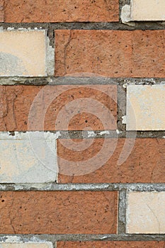 Wall made of bricky-red and white brick