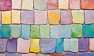 A wall made of colorful blocks