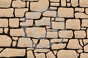 The wall is made of stone. Background image of a stone wall. Vector illustration.