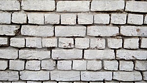 Wall made of white colored bricks. White bricks background