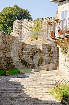 wall of the medieval town of Ribadavia, Ourense province. Galicia. Spain