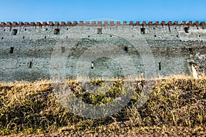 Wall of Medzhybizh castle in Khmelnytskyi Oblast