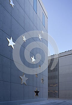 Wall with mirrored stars in the Cultural Center named after Stavros Niarchos