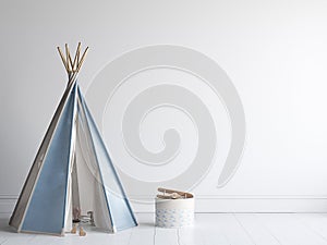 Wall mock in children room , Scandinavian style interior