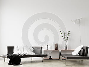 Wall mock up in home interior background, Modern style living room photo