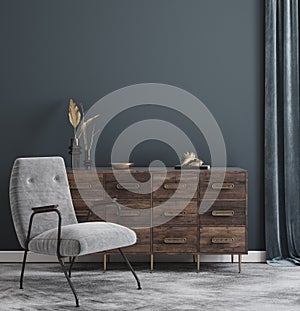 Wall mockup in modern interior background