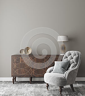 Wall mockup in modern interior background