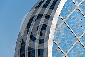 wall of a modern building with a gradation of blue