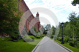 Wall of the Moscow Kremlin along the Alexander Garden.