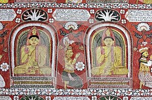 A wall mural within the Sri Lankathilaka Rajamaha Viharaya