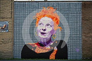 Mural of Vivienne Westwood in Glossop Derbyshire