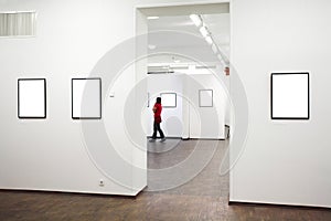 Wall in museum with frames