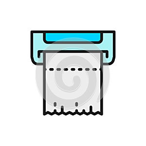 Wall napkin holder, hand dryer flat color line icon.