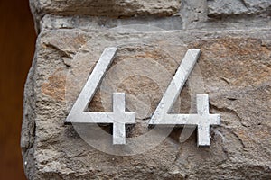 wall with the number forty-four-44