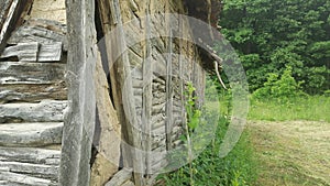 A wall from an old and abandoned hut in the mountain