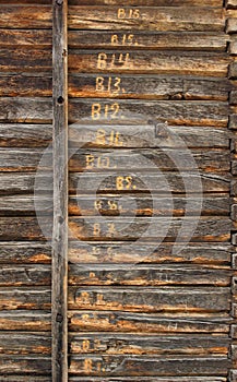 Wall of old blockhouse