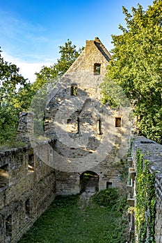 Wall of old cloister ruin in Disibodenberg, Odernheim