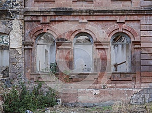 The wall of the old collapsed building