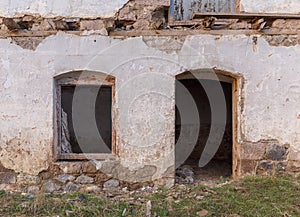 The wall of the old collapsed building