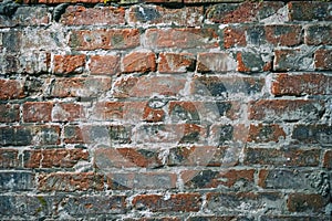 Wall of old dirty red brick for the background