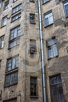 Wall of an old house in the city center on the Petrograd side