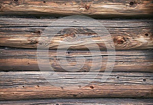 Wall of an old log house.