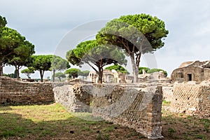 Wall in Ostia antica ruins