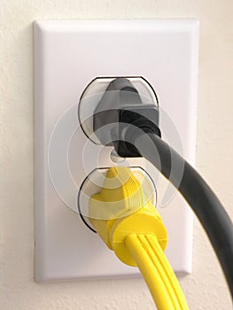 Wall Outlet - Black Yellow Plug