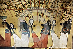 Wall painting and decoration of the tombÑŽ Luxor, Egypt