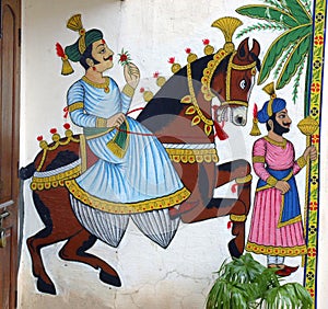 Wall painting of Horse with Maharaja