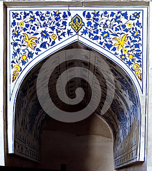 Wall painting of Kok Gumbaz mosque, Uzbekistan