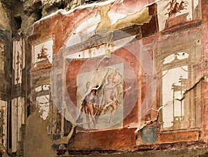 Wall painting of Neptune and Aimone in Herculaneum, Italy