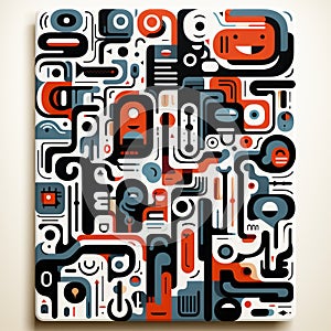 Futuristic Retro Abstract Drawing With Bold Outlines And Toy-like Proportions photo