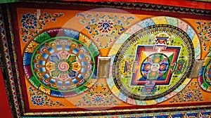 Wall painting in the style of Tibetan Buddhism