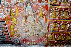 Wall Paintings And Buddha Statues At Dambulla Cave Golden Temple