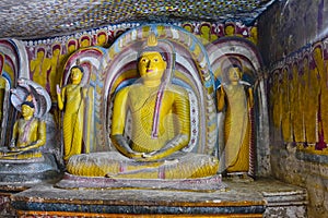 Wall Paintings And Buddha Statues At Dambulla Cave Golden Temple photo