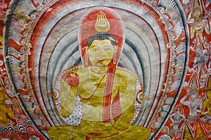 Wall Paintings And Buddha Statues At Dambulla Cave Golden Temple photo