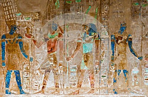 Wall Paintings in Temple of Hatshepsut in Egypt