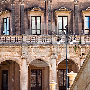 Wall of Palazzo Ducezio Town Hall in Noto photo